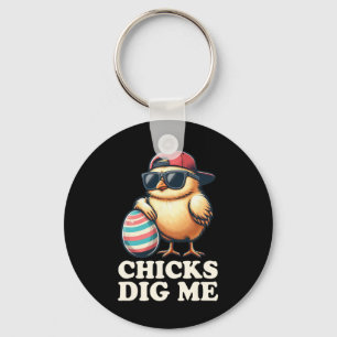 Chicks Dig Me Funny Easter Toddler Boys Men Happy Key Ring