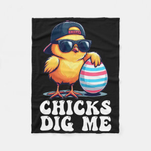 Chicks Dig Me Funny Easter Toddler Boys Men Kid Ha Fleece Blanket