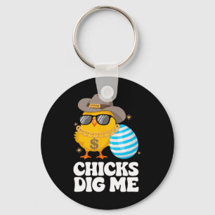 Chicks Dig Me Funny Happy Easter Sunday Outfit Wom Key Ring