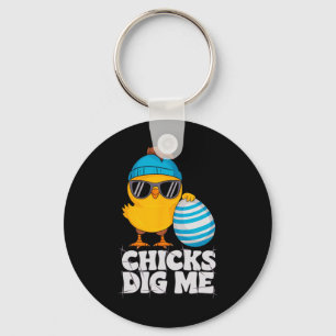 Chicks Dig Me Funny Happy Easter Sunday Outfit Wom Key Ring