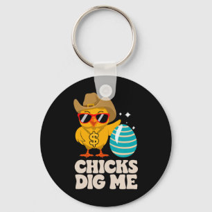 Chicks Dig Me Funny Happy Easter Sunday Outfit Wom Key Ring