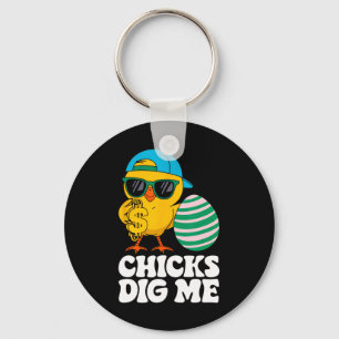 Chicks Dig Me Funny Happy Easter Sunday Outfit Wom Key Ring