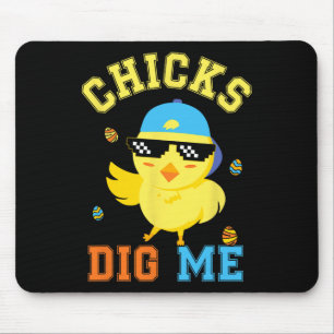 Chicks Dig Me Happy Easter Egg Hunt Kids Boys Fun Mouse Pad