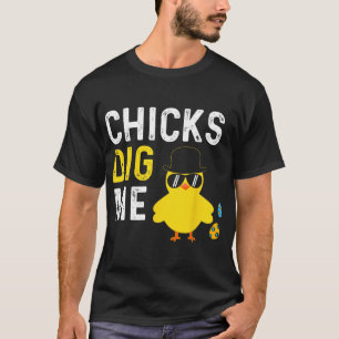 Chicks Dig Me Happy Easter Egg Hunt Kids Boys Fun T-Shirt