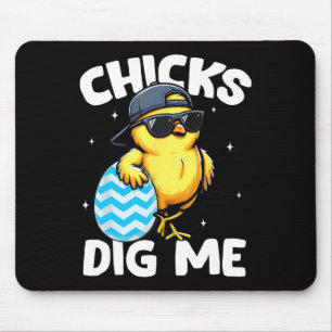 Chicks Dig Me Shirts Kids Boys Toddler Happy Easte Mouse Pad
