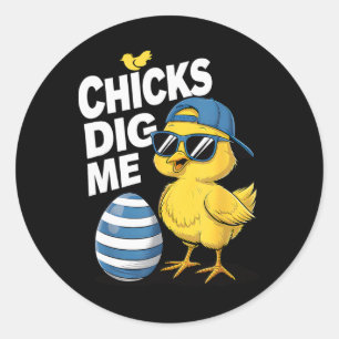 Chicks Dig Me Toddler Boy Easter Boys Easter Toddl Classic Round Sticker