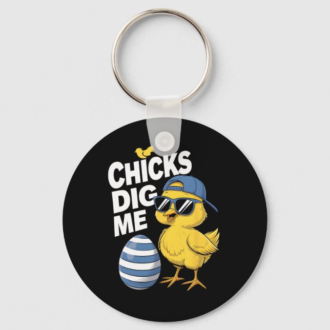 Chicks Dig Me Toddler Boy Easter Boys Easter Toddl Key Ring (Front)