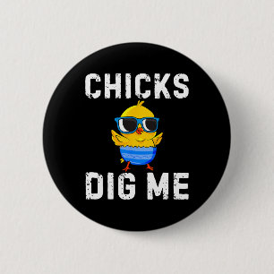 Chicks Dig Me Toddler Happy Easter Egg Hunting Boy 6 Cm Round Badge