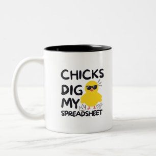 Chicks dig my Spreadsheet Two-Tone Coffee Mug