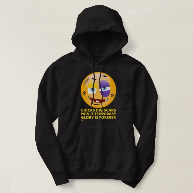 "CHICKS DIG SCARS" funny emoji        Hoodie (Design Front)