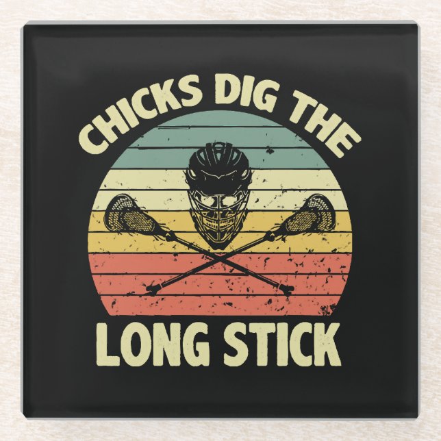 Chicks Dig The Long Stick Glass Coaster (Front)