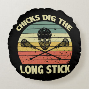 Chicks Dig The Long Stick Round Cushion