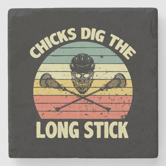 Chicks Dig The Long Stick Stone Coaster (Front)