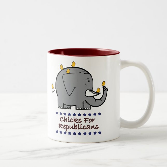 chicks for republicans Two-Tone coffee mug (Right)