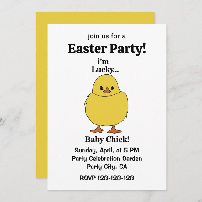 Chicks I'm Lucky Baby Chick Invitation (Front/Back)