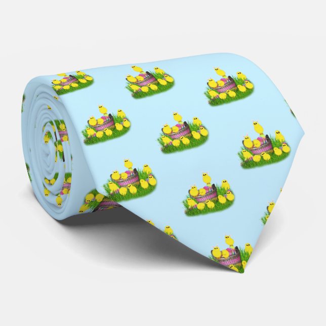 Chicks 'n a Easter Basket Tie (Rolled)