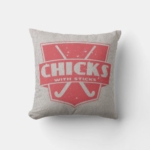 Chicks With Sticks Field Hockey Pillow, Customise Cushion