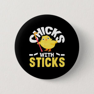 Chicks With Sticks Field Hockey Player Fun 6 Cm Round Badge