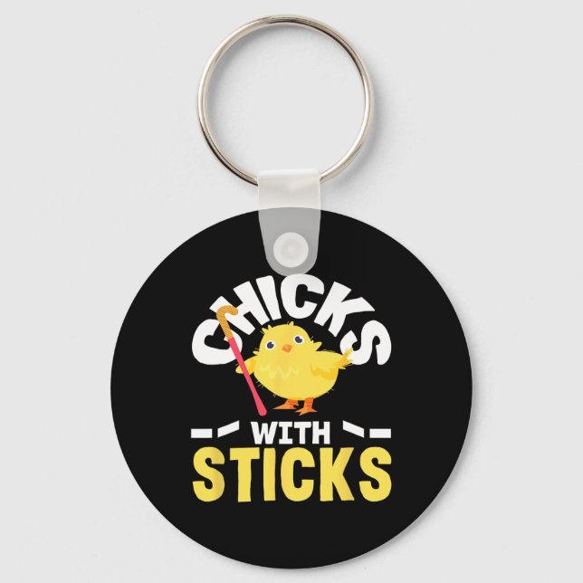 Chicks With Sticks Field Hockey Player Fun  Key Ring (Front)