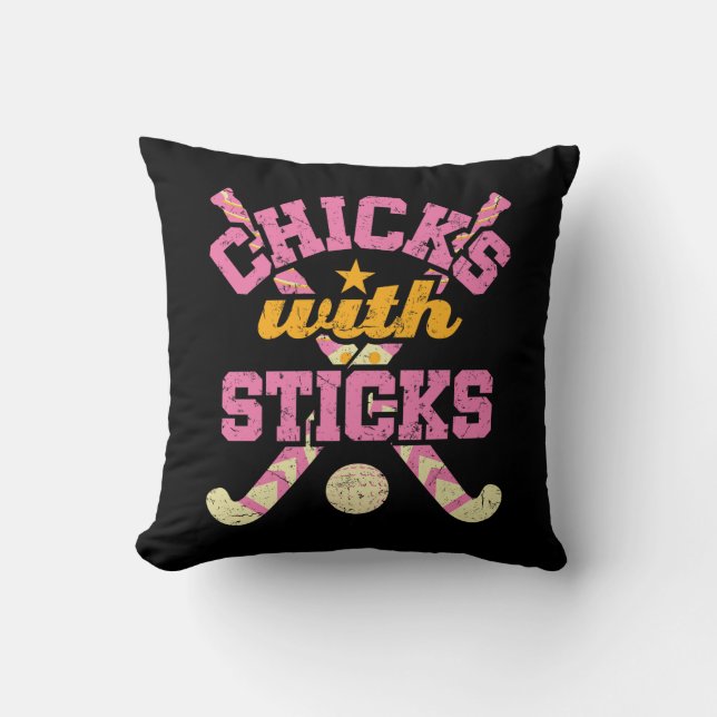Chicks with Sticks Field Hockey Women Cushion (Front)