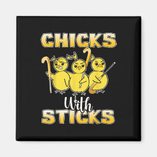 Chicks With Sticks Girls Field Hockey Ice Hockey P Magnet