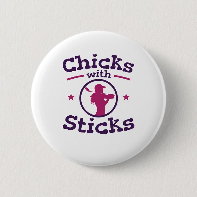 Chicks with Sticks Golf Golfing Golfer Women 6 Cm Round Badge (Front)
