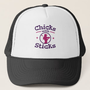 Chicks with Sticks Golf Golfing Golfer Women Trucker Hat