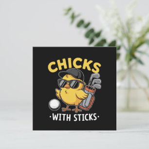 Chicks with Sticks Golfer Girl Golf Club Golfing Invitation