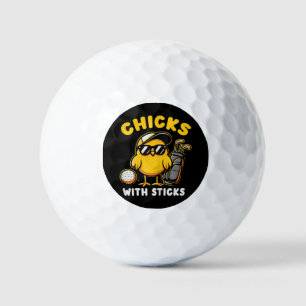Chicks With Sticks Golfer Girl Woman Golf Club Gol Balls