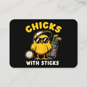 Chicks With Sticks Golfer Girl Woman Golf Club Gol Business Card