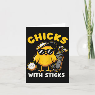 Chicks With Sticks Golfer Girl Woman Golf Club Gol Card