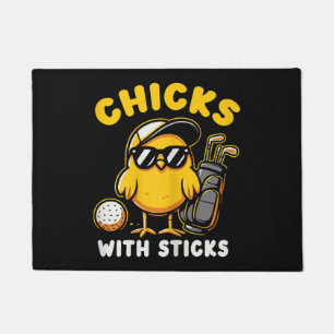 Chicks With Sticks Golfer Girl Woman Golf Club Gol Doormat