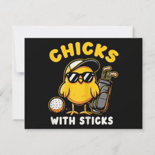 Chicks With Sticks Golfer Girl Woman Golf Club Gol Holiday Card