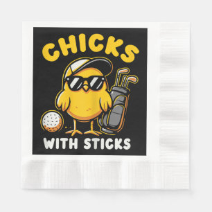 Chicks With Sticks Golfer Girl Woman Golf Club Gol Napkin