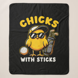 Chicks With Sticks Golfer Girl Woman Golf Club Gol Sherpa Blanket