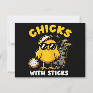 Chicks With Sticks Golfer Girl Woman Golf Club Gol Thank You Card