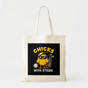 Chicks With Sticks Golfer Girl Woman Golf Club Gol Tote Bag