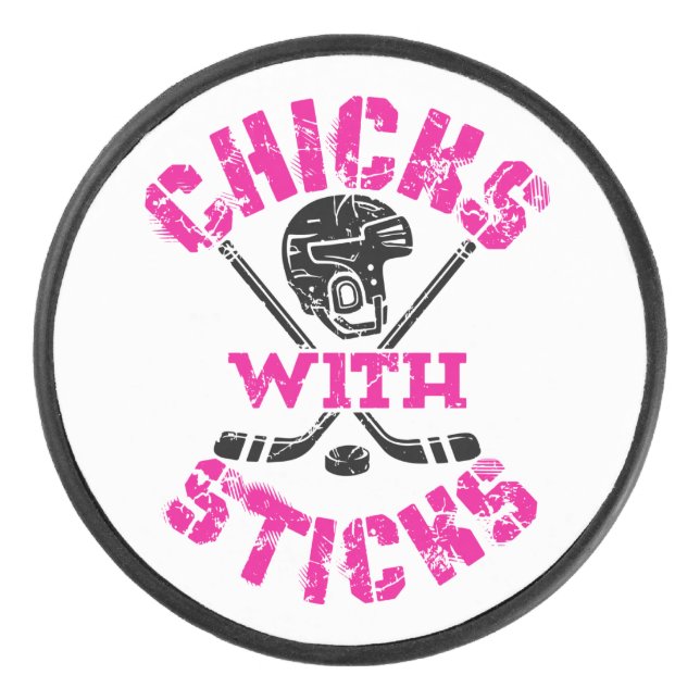 Chicks with Sticks Hockey Women Girls Puck (Front)