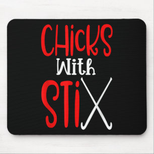 Chicks With Stix Stick And Puck-fun Field Hockey M Mouse Pad