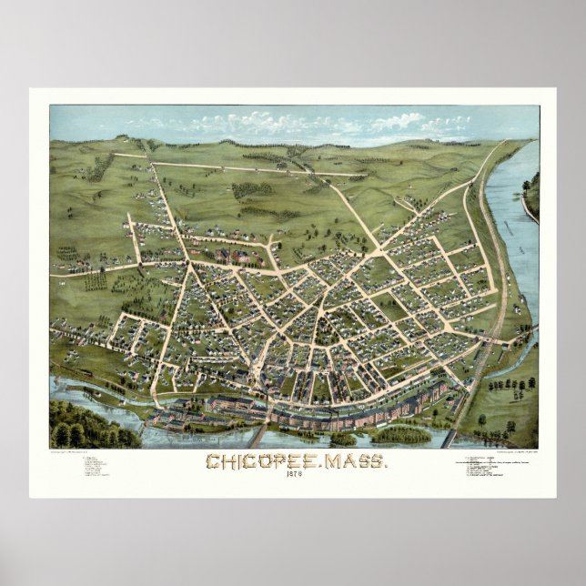 Chicopee, MA Panoramic Map - 1878 Poster (Front)