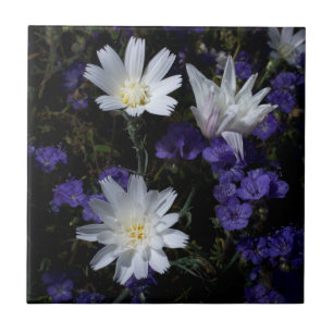 Chicory and Phacelia Wildflowers Ceramic Tile