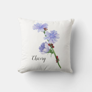 Chicory Flowers Watercolor Cushion