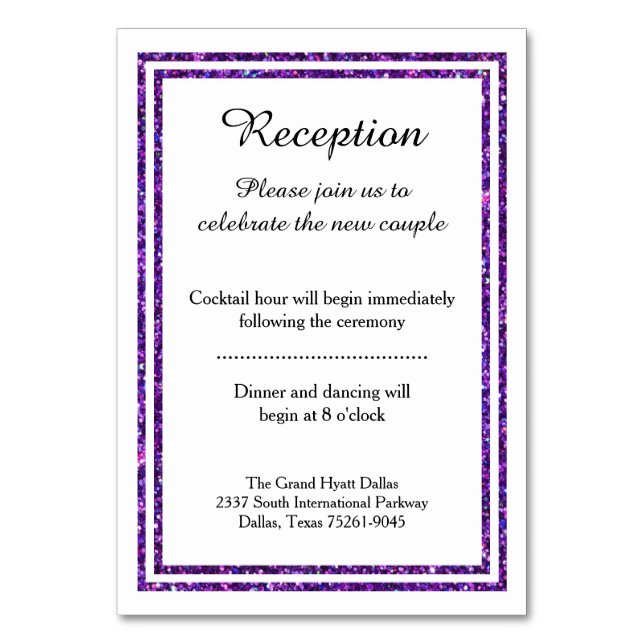 ChicPurple Faux Glitter Trim-Reception Insert Card (Front)