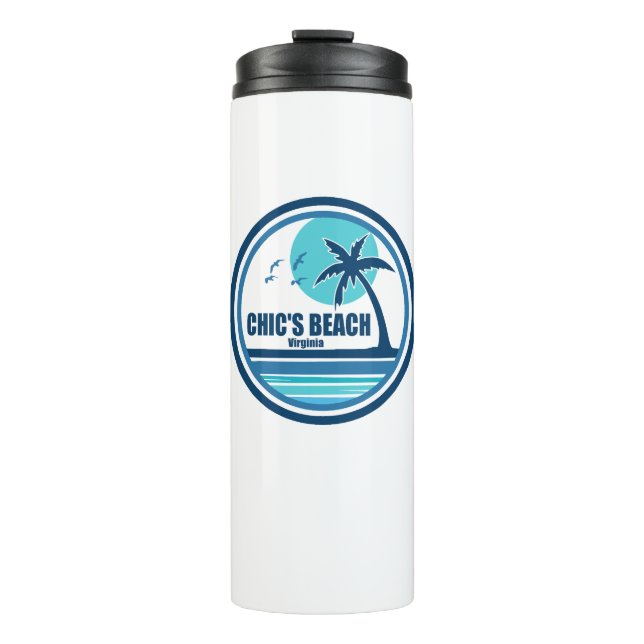 Chic's Beach Virginia Palm Tree Birds Thermal Tumbler (Front)