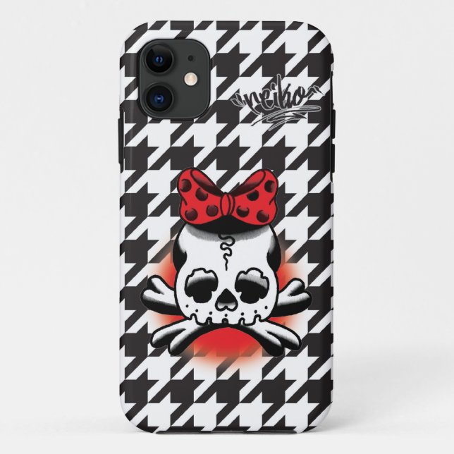 Chidori Check Dokuro-Chan Black Case-Mate iPhone Case (Back)