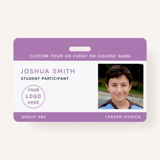 Chidren Photo ID Badge Music Tour School Trip  (Front)