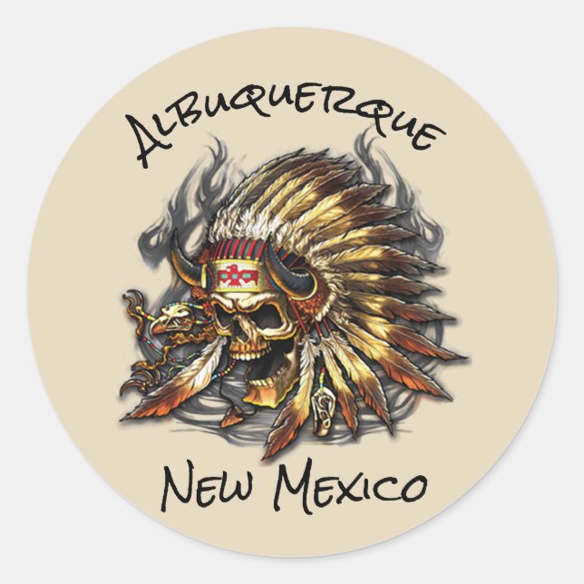 Chief Bones Albuquerque New Mexico Classic Round Sticker (Front)