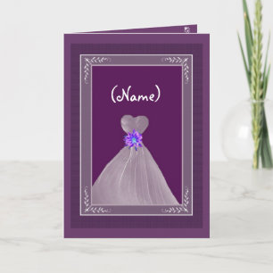 Chief Bridesmaid PLUM Theme with Flowing Gown Invitation