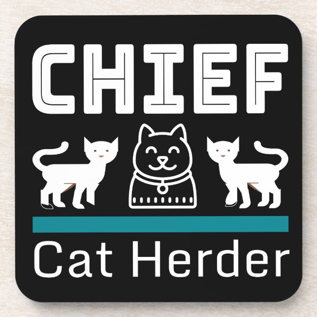 Chief Cat Herder Funny Coaster (Front)