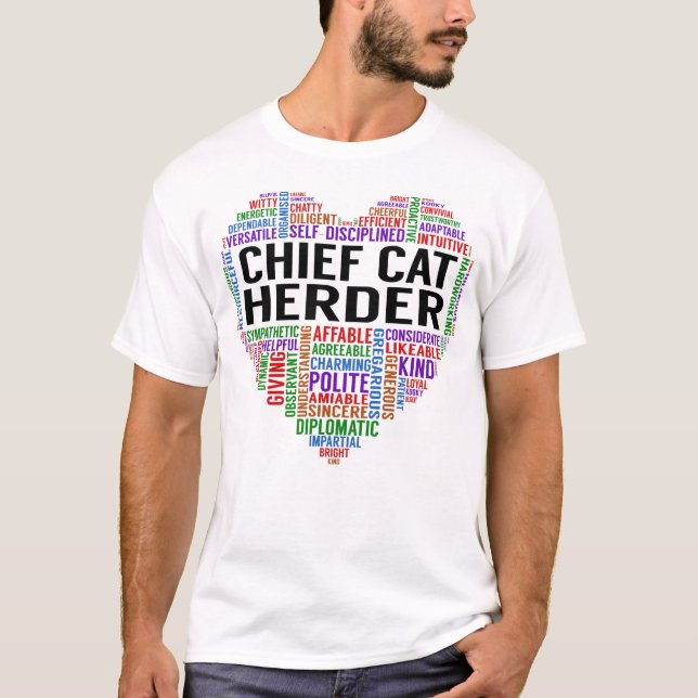Chief Cat Herder Heart T-Shirt (Front)